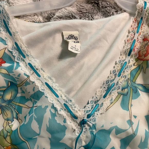 Vintage Y2K Sangria Blue Floral Midi Dress Size 6 - Picture 4 of 9